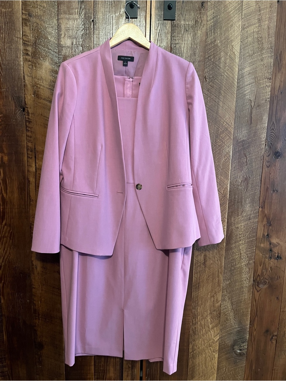 Ann Taylor Pink Tailored Jacket and Dress Suit Set